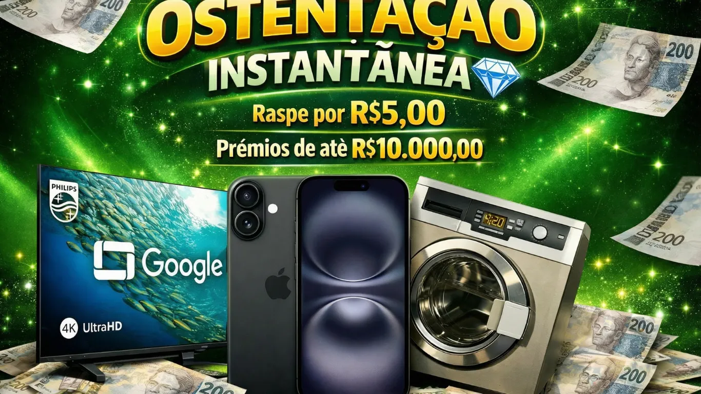 OSTENTAÇÃO INSTANTÂNEA 💎 - R$5,00 - PRÊMIOS DE ATÉ R$10.000,00